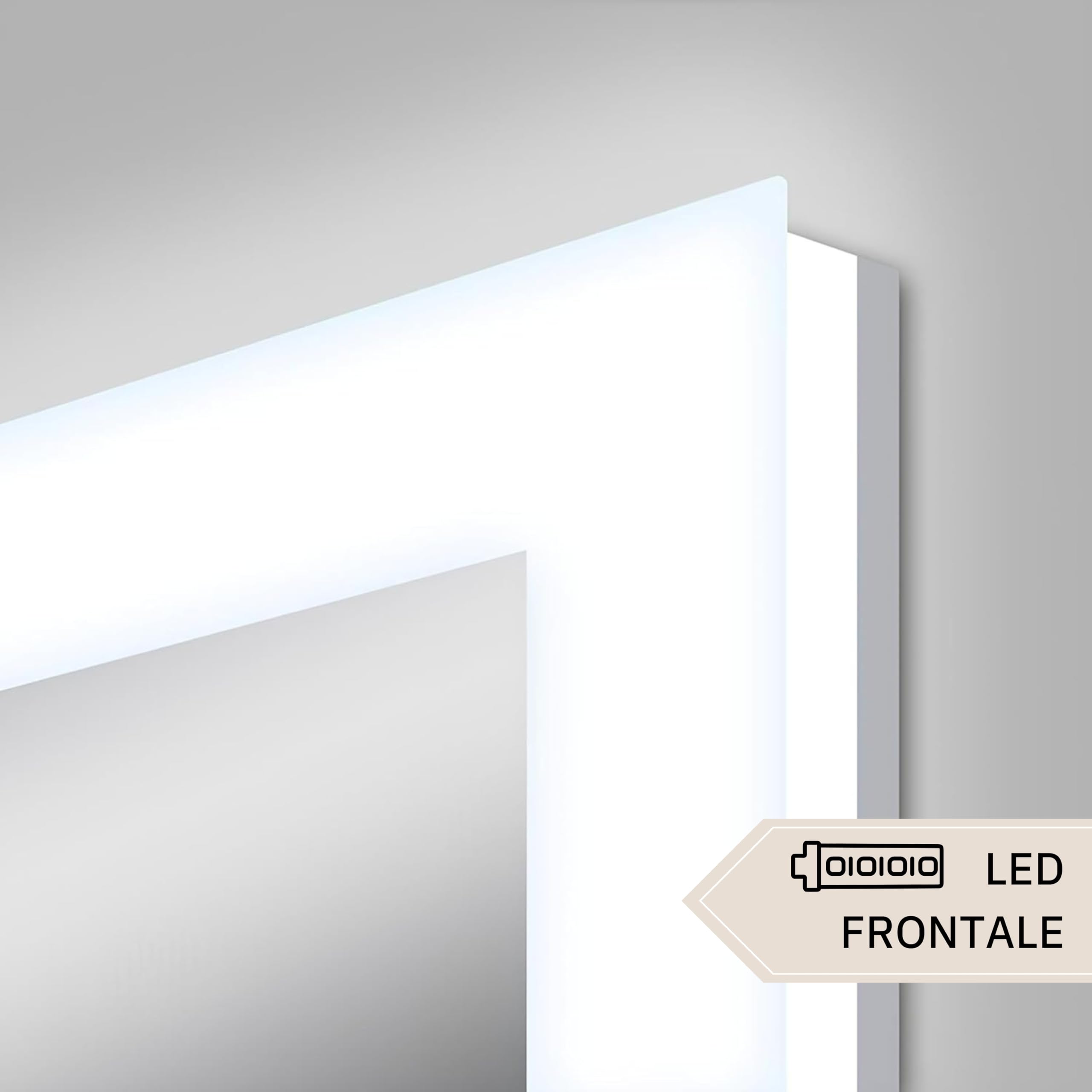 STYLE GLASS Specchiera bagno Luce LED 4000K, LUNA 120x60 cm Specchio Grande da Parete Luce Naturale, Moderno,Made In Italy