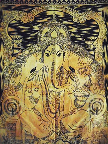 Traditional Jaipur Tie Dye Lord Ganesha Poster, Indian Wall Decor, Hippie Tapestry, Bohemian Wall Hanging, Gypsy Dorm Room Decorations, Boho Wall Art, Size 30"X40", Good Luck Poster Or Wall Sticker #TOP4