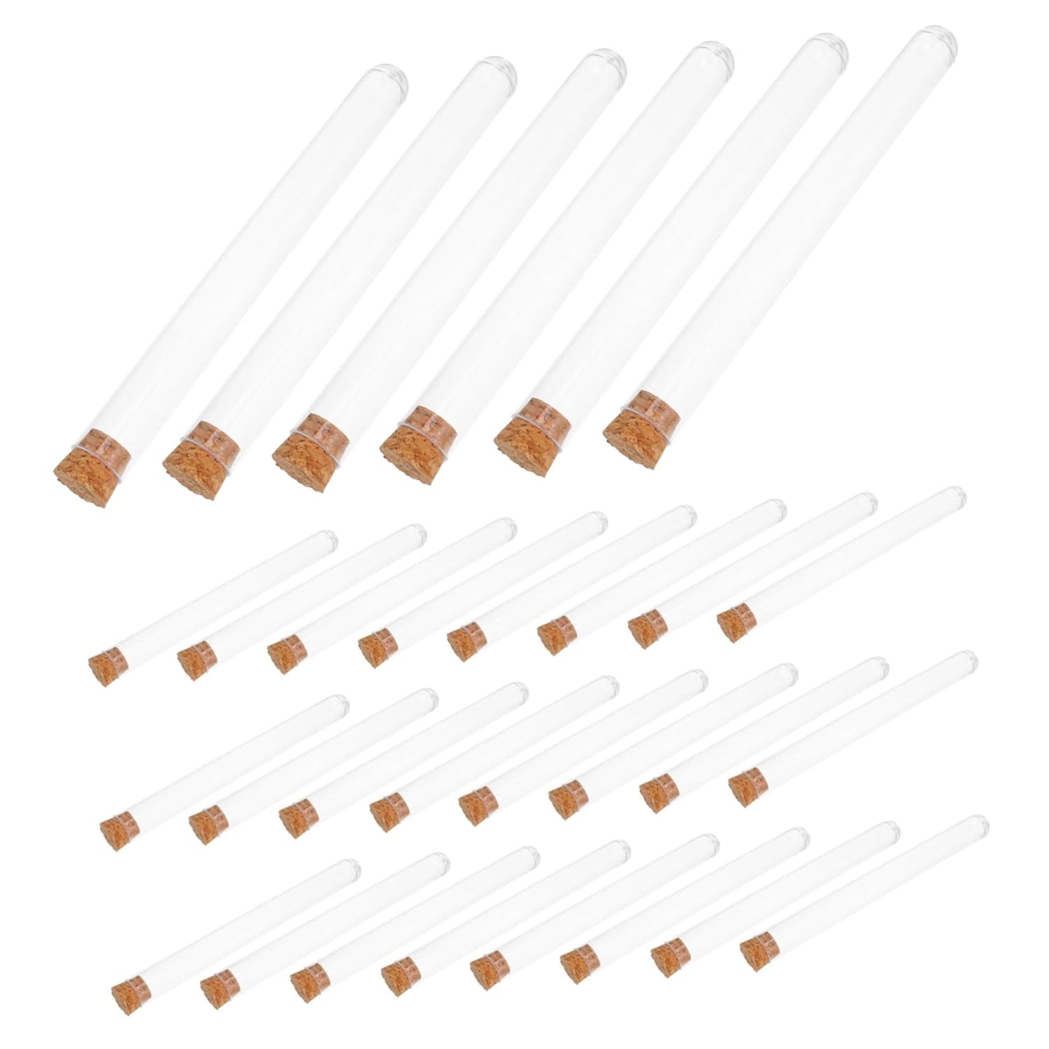 VALICLUD 100Pcs Clear Plastic Test Tubes for Laboratory Use Liquid Storage Tubes with Corks for Scientific Experiments Solid Storage and Plant Testing