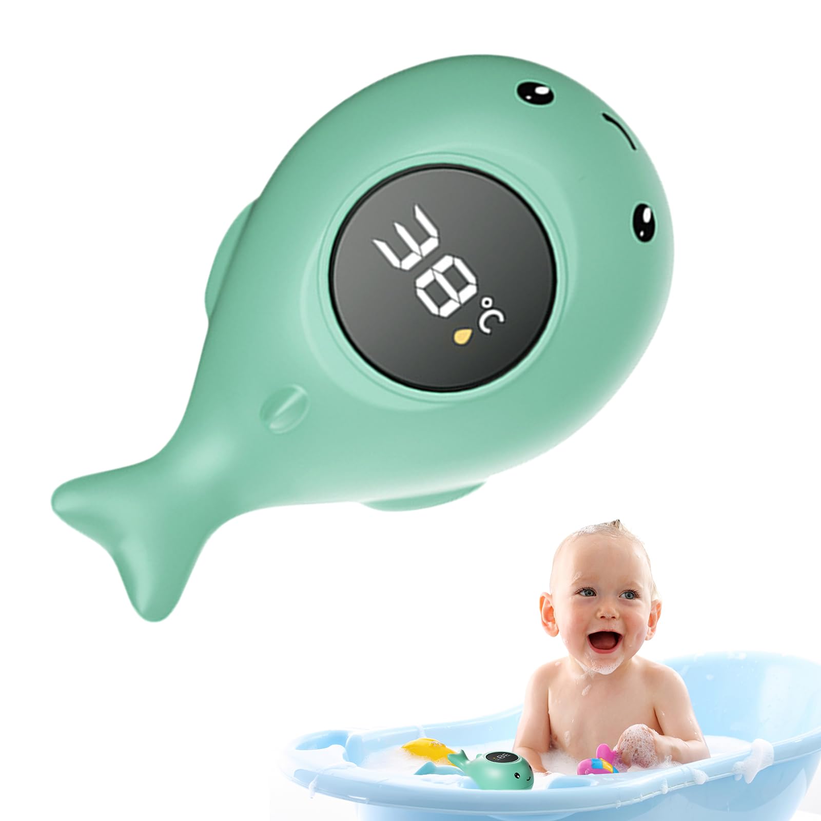 UYGTHI Bath Thermometer for Newborns, Digital Water Thermometer Baby, Floating Bath Thermometer Digital with Fast & Accurate Temperature Reading, Mute Alarm.(Whale)