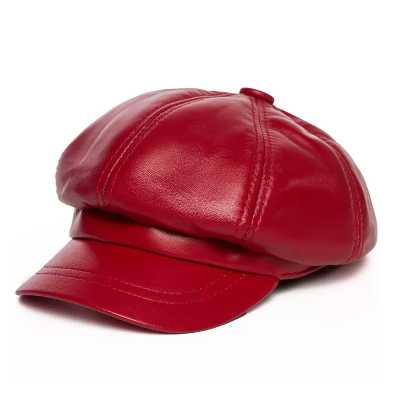 Winter Sheepskin Octagonal Hat For Women Genuine Leather Korean Trendy Painter Beret Caps Red Blue Streerwear Bone Femme