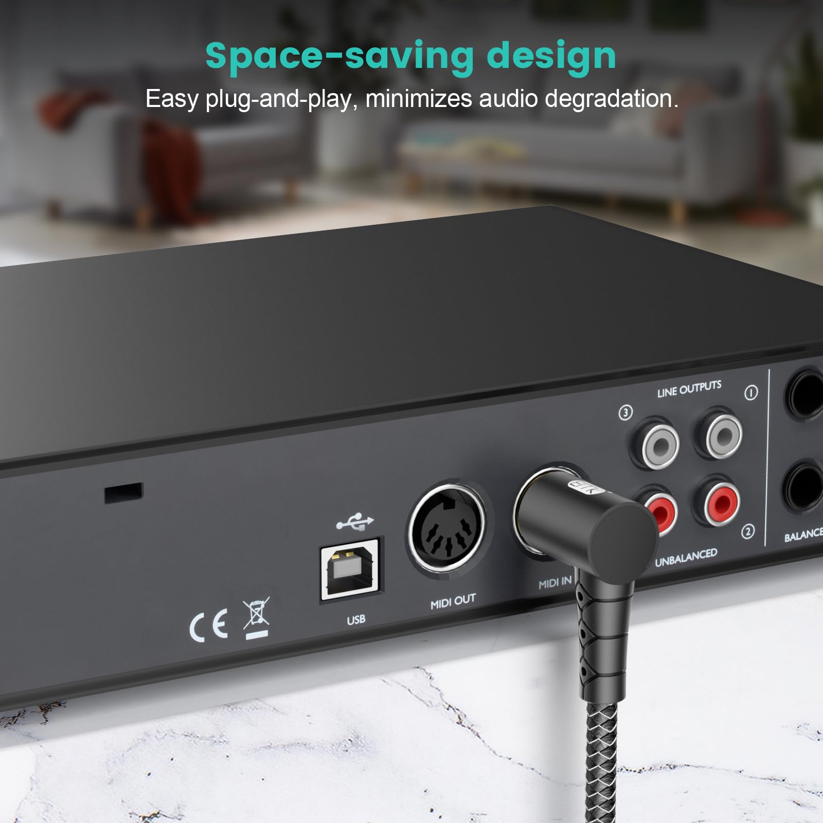 EMK Confezione da 2 cavi MIDI a 90 gradi da 2 m, ultra compatto, DIN a 5 pin, con spine a basso profilo per spazi ristretti, compatibile con tastiera/sintetizzatore/interfaccia/chitarra FX (studio e