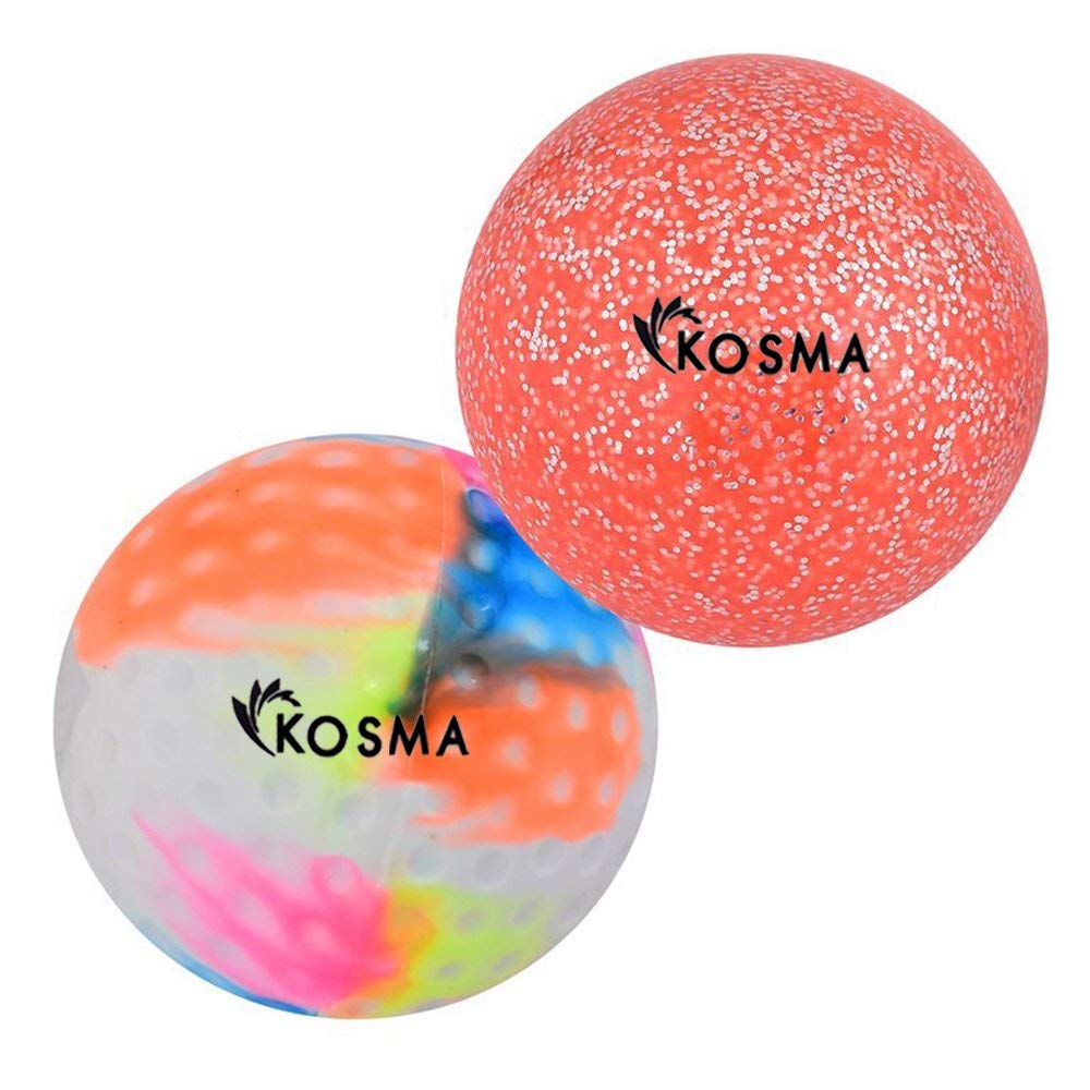 Kosma Lot de 2 balles de hockey en PVC pour sports de plein air (multicolore, paillettes oranges)
