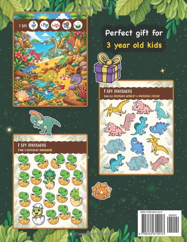 I Spy Dinosaurs Book for 3 year old kids: A Cute Search, Seek and Find Dino Activity Book for 3 year old toddlers, preschoolers, boys and girls (Gifts for 3 year old boys and girls) image 3