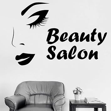 Woman Face Wall Stickers Beauty Salon Text Vinyl Decals Art Beauty Parlor Shop Window Decal LC216 Black