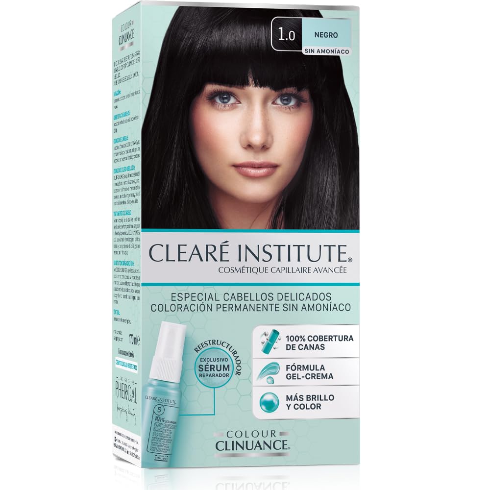 Colour Clinuance | Haarfärbemittel für Empfindliches Haar Dauerhafte Färbung ohne Ammoniak | Mehr Glanz Intensive Farbe 100% ige Deckung | 1.0 Schwarz | Dermatologisch getestet