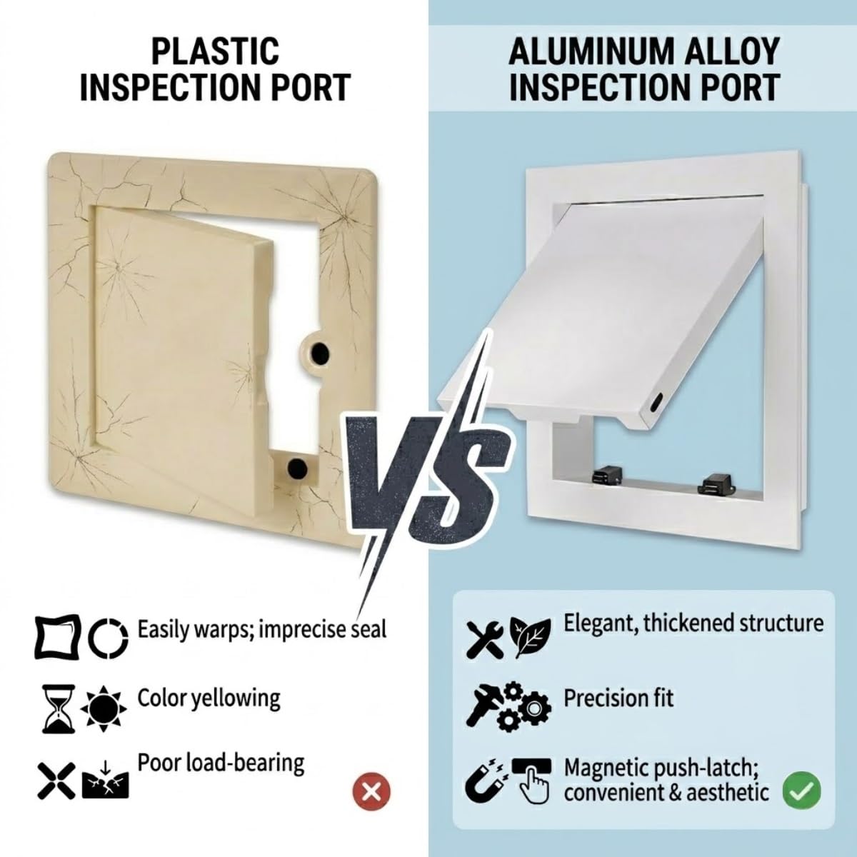 Pannello di accesso magico per soffitto, porta in metallo bianco push-to-open per scatola dei fusibili, multi-formato da 6 x 6 a 61 x 61 cm (nero 600 x 600 mm) - Design facile da installare, durevole