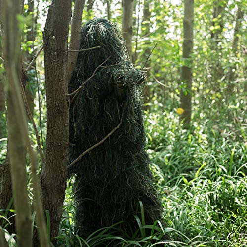 KNINE OUTDOORS Medium Size Ghillie Suit with 3D Camouflage Forest Camo Hunting Tactical Bag - Thumbnail 7