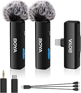Boya BOYALINK A2 Draadloze microfoon voor iPhone, Android, pc, laptop, video-opname, vlog, podcast live stream (TX TX RX