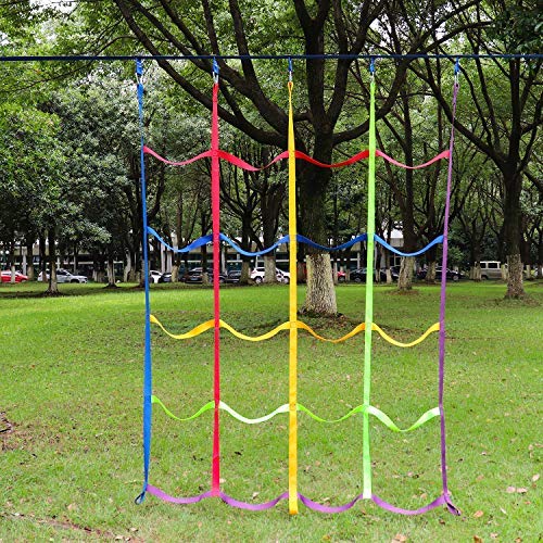 Rainbow Craft Ninja Climbing Attachments for Ninja Obstacle Course Kids Backyard Training Equipment - Ninja Rings, Ninja Monkey Bars, Climbing Rope Ladder & Ninja Cargo Net - Without Ninja Line