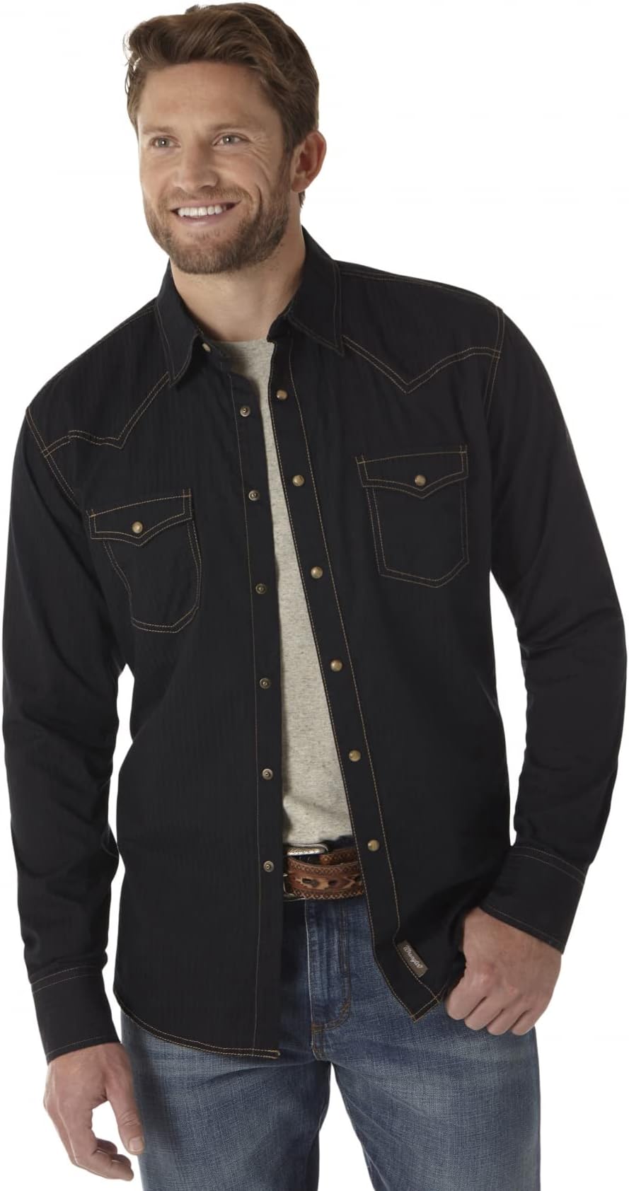 Wrangler Mens Retro Two Pocket Long Sleeve Snap Shirt Discontinued