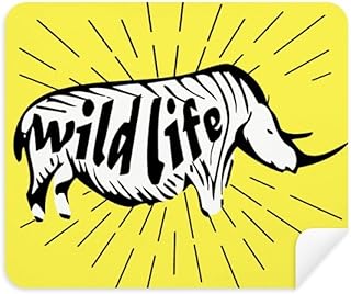 Black Animal Rhinoceros Outline Natural Cleaning Cloth Screen Cleaner 2pcs Suede Fabric