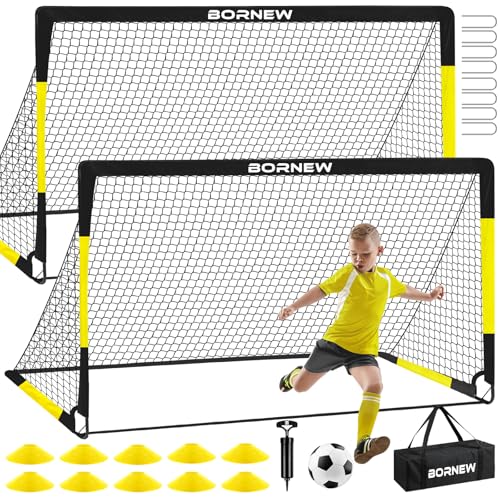 Kids Soccer Goal for Backyard Set - 2 Set of 7X5 / 6X4 ft Toddler Soccer Nets Training Equipment...
