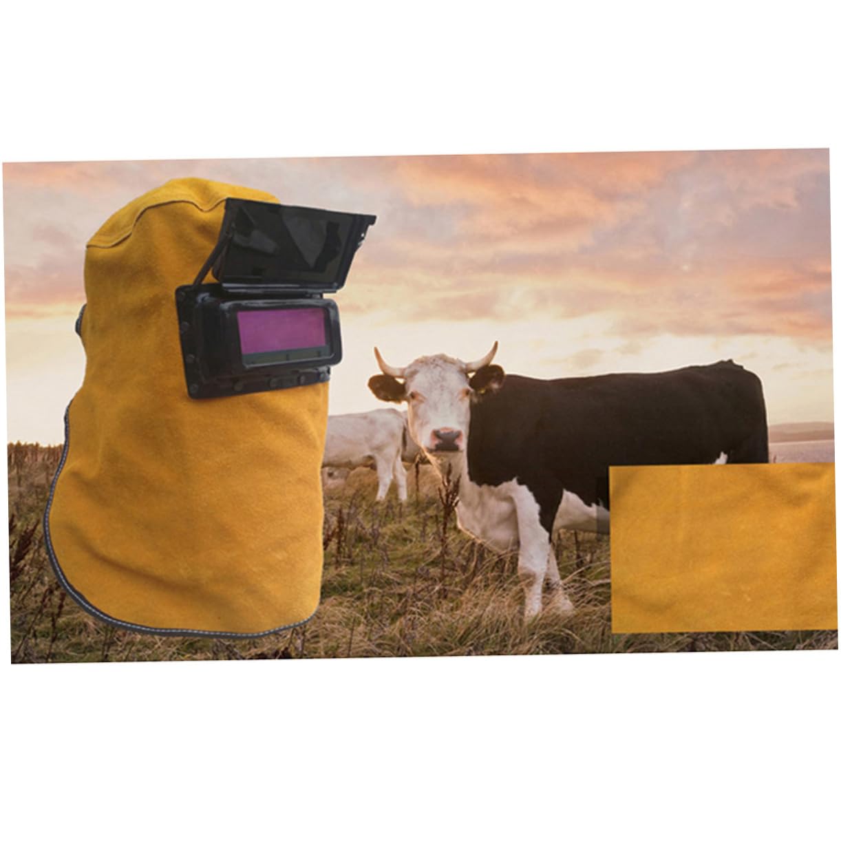 Máscara de Soldar con Casco de Soldadura de Cuero y Oscurecimiento Automático, Pantalla de Soldadura con Ajuste de Tamaño y Capucha Ergonómica para Corte y Molienda
