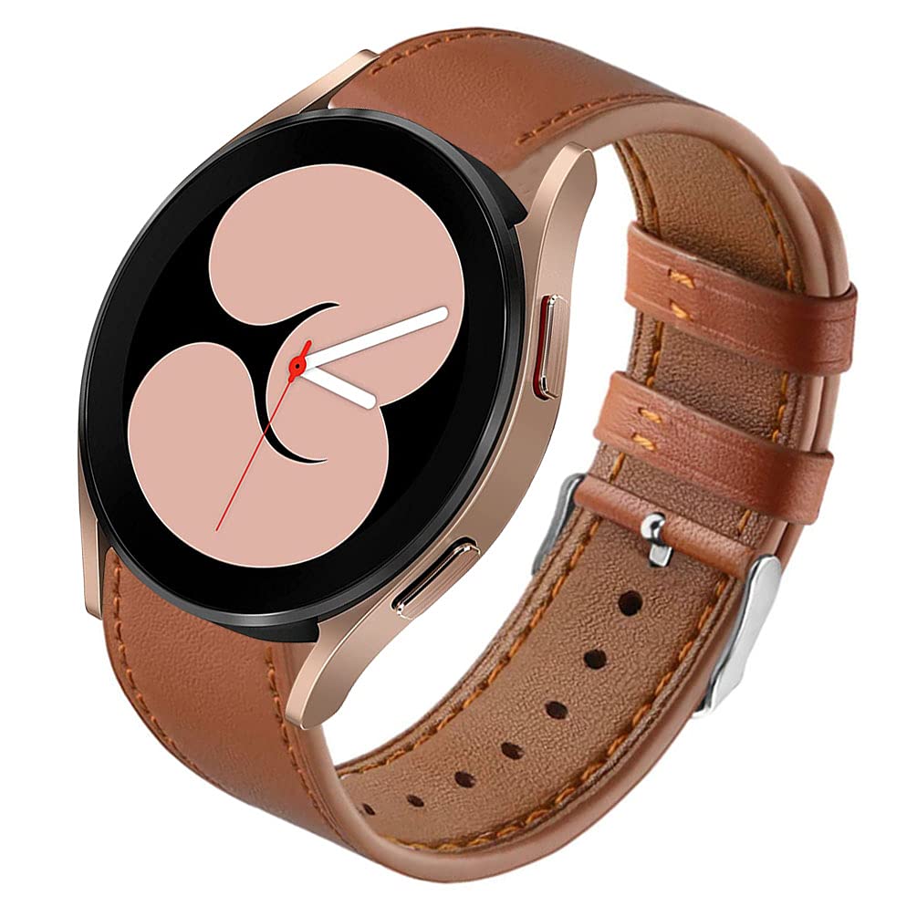 Sankel Leather Bands Compatible for Samsung Galaxy Watch4 40mm&44mm/Watch4 Classic 42mm&46mm/Watch3 41mm/Active/Active 2,Women Breathable Sport Leather Strap Replacement Adjustable Wristbands