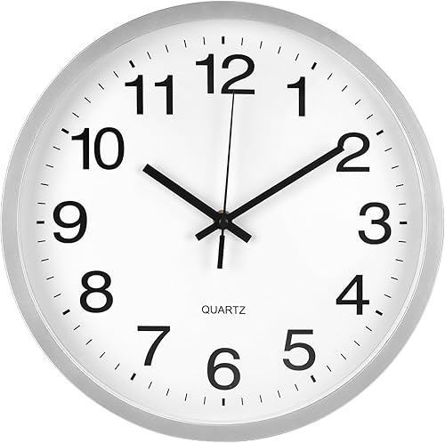 Reloj de pared de estilo moderno y simple, redondo, de plástico, sin tictac, movimiento de cuarzo, reloj de pared para el hogar, oficina, escuela,