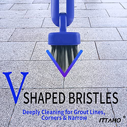 Ittaho IT16 2 Pack Grout Brush With Long Handle, 56.5'' Swivel Grout Cleaning Brush,V-Shape Grout Scrub Brush, Extendable Handle Grout Cleaner Brush thumb #2