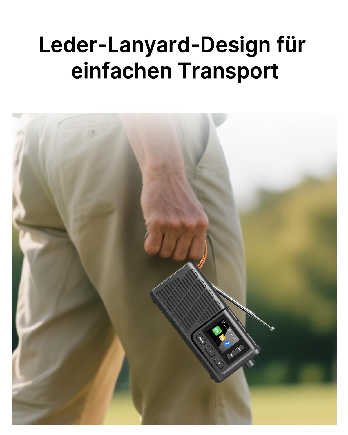 Tragbares DAB+/FM Radio mit Bluetooth, Küchenradio mit Kabel oder 2200mAh Akkubetrieb, UKW Digitalradios mit Kopfhöreranschluss, Dual Wecker, 40 Voreingestellte, Farbdisplay