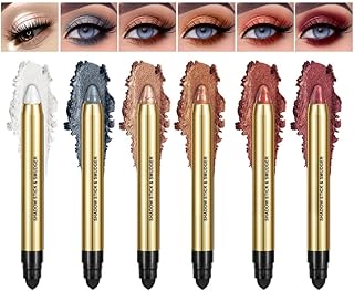 6PCS Cream Eyeshadow Stick, Shimmer Eye Shadow Stick Waterproof Eyeshadow Pencil Long Lasting Eye Brightener Highlighter Stick Crayon Glitter Eyeshadow Sticks for Women Eyes Makeup Easy to Wear