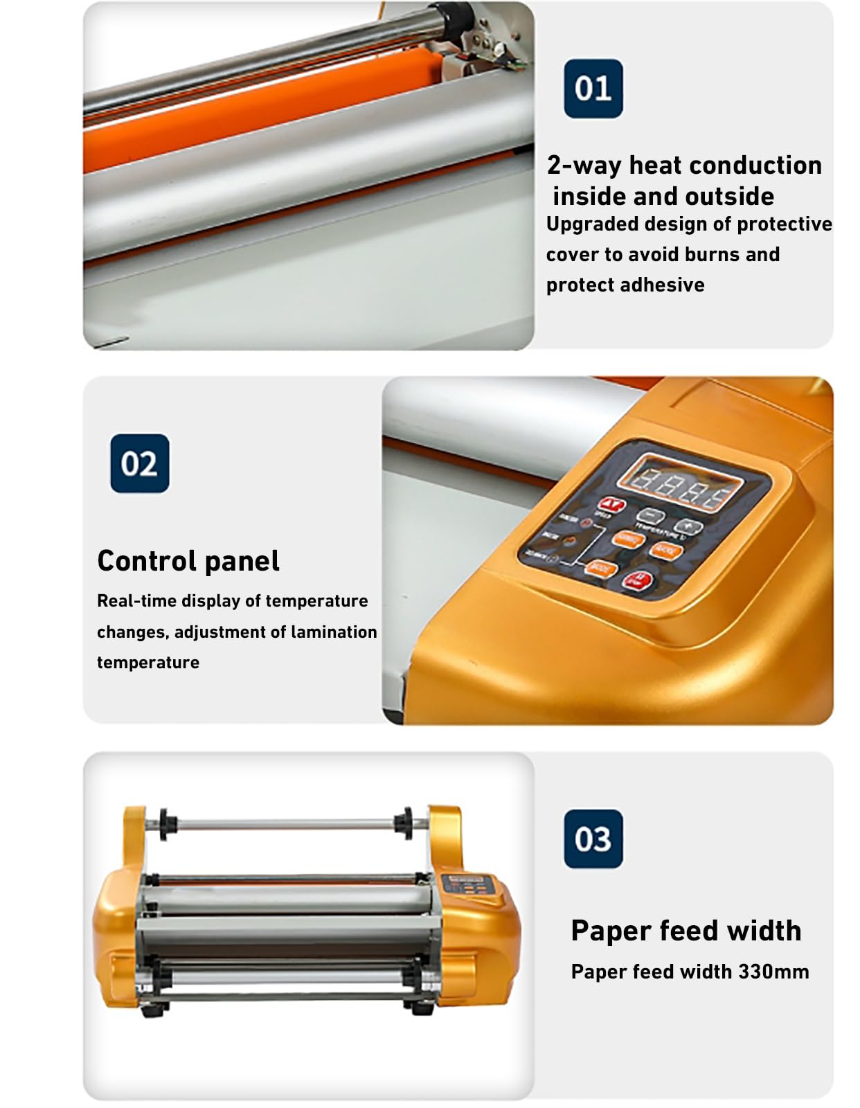 McbeAn Machine De Plastification Professionnelle, Machine À Plastification Numérique À Chaud Et À Froid, 0,5-2,5 M/Min Vitesse De Plastification Réglable, Température Jusqu'à 130 ℃