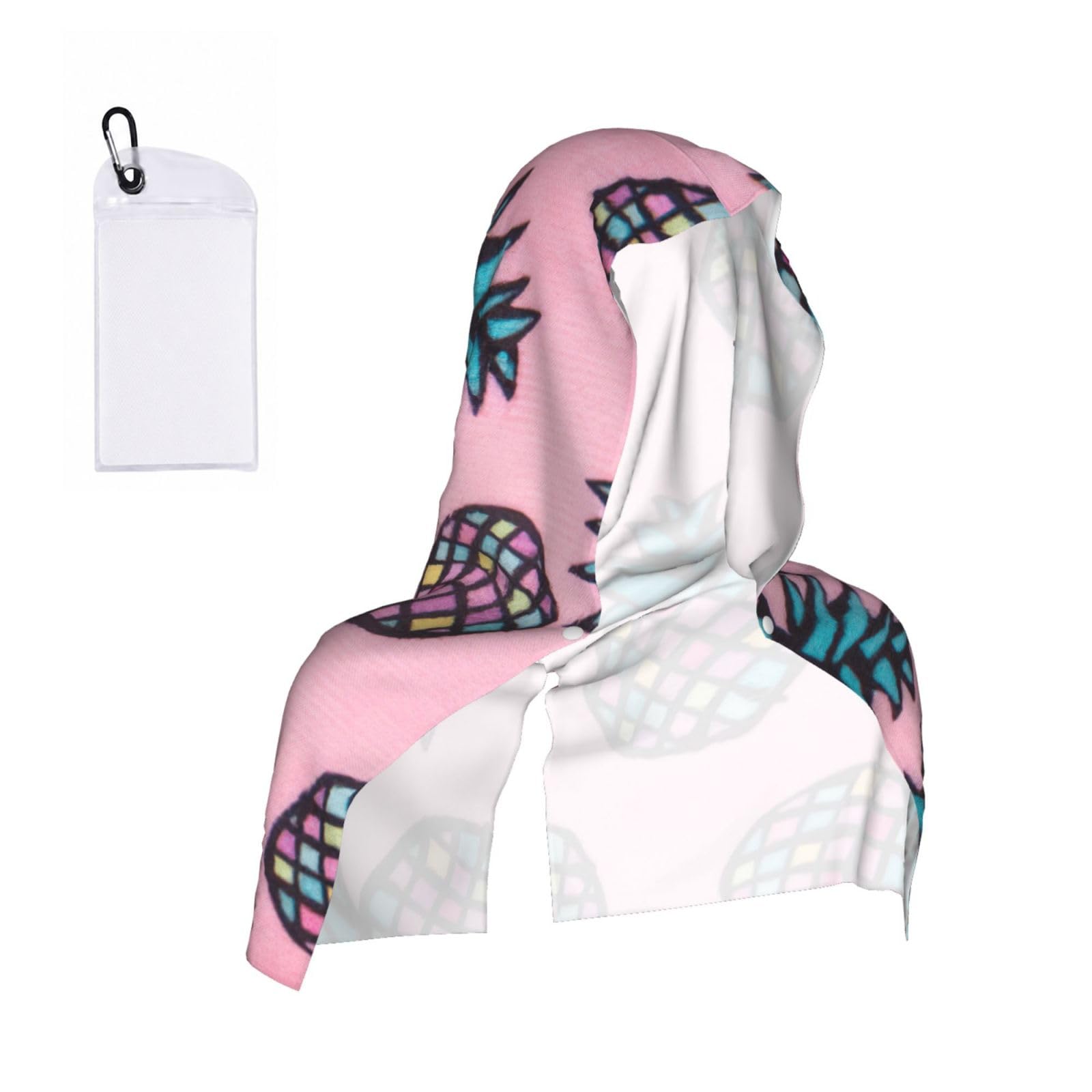DUWAA Color Pineapple Print Reusable Hoodie Cooling Neck Wrap, Hot Weather Outdoor Sports Workout Head Towel For Stay Chill