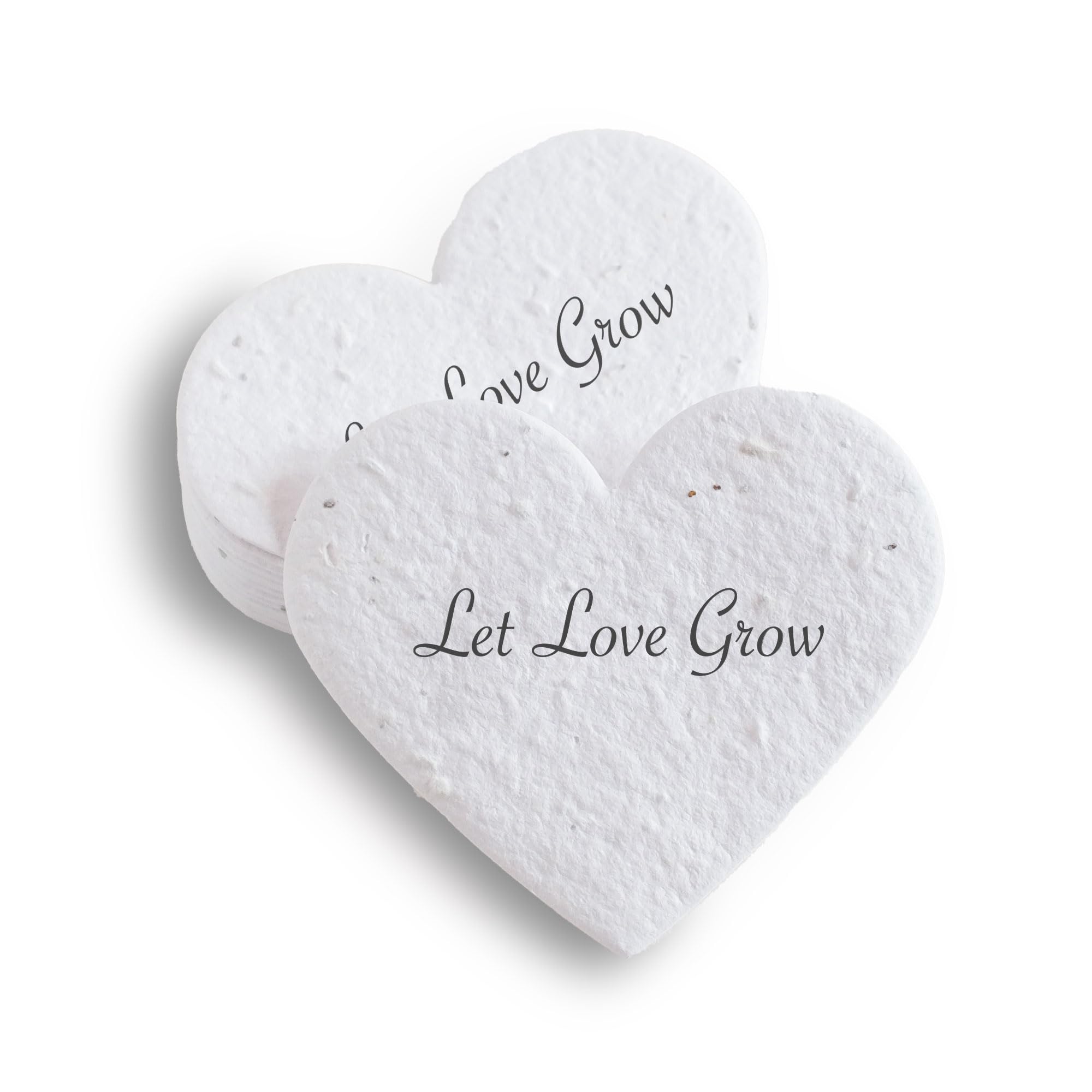 BLOOMING Cuori di carta seminata – Set di 25 bomboniere da piantare "Let Love Grow", 6,3 x 6,3 cm, 300 g/m2, bianco vergine, semi di fiori selvatici biodegradabili