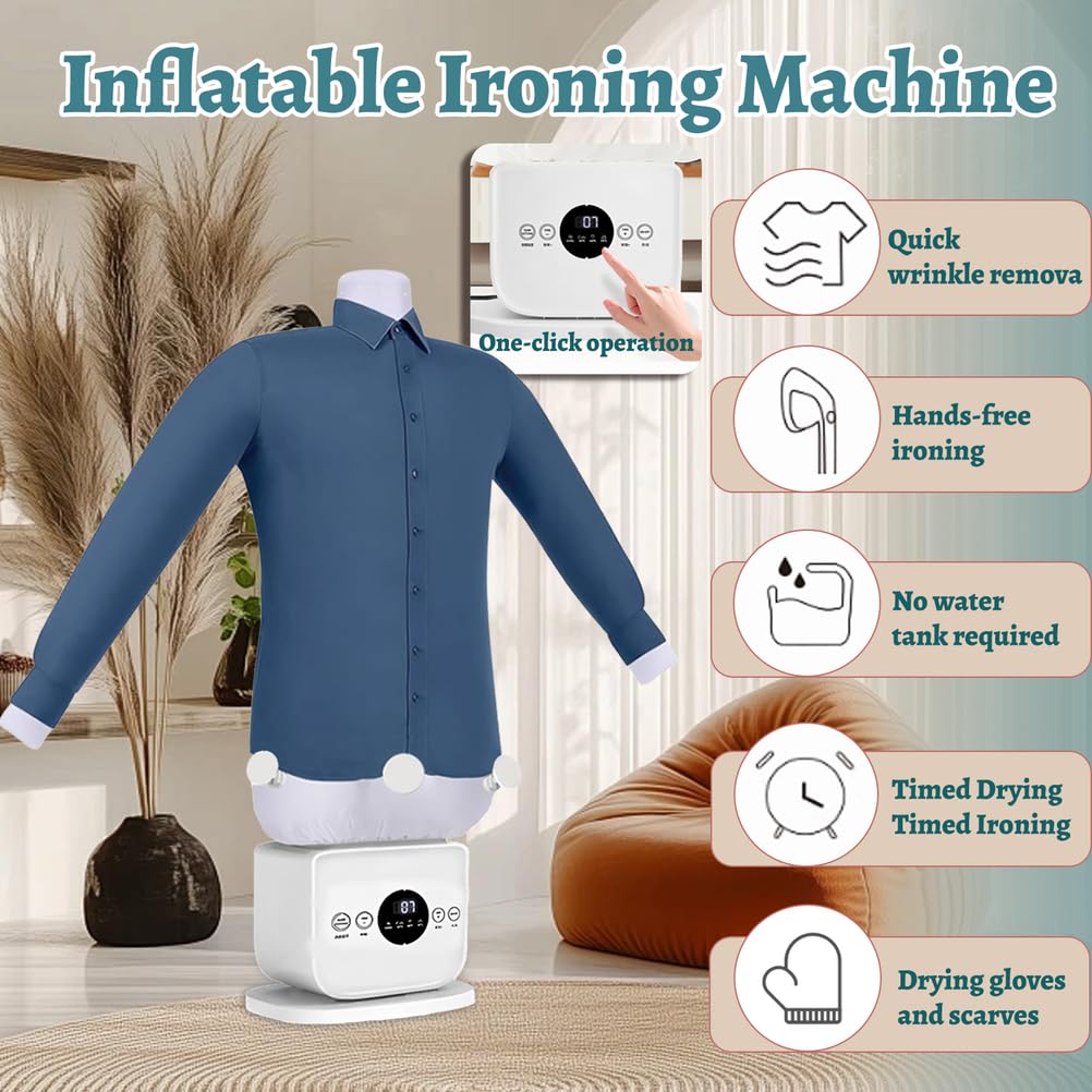 Automatische Dampfbügelmaschine, tragbarer freihändiger Faltenentferner, schnelle 8-minütige Trocknung für Hemden, Hosen und Babykleidung, ideal für den Heim- und Reisegebrauch