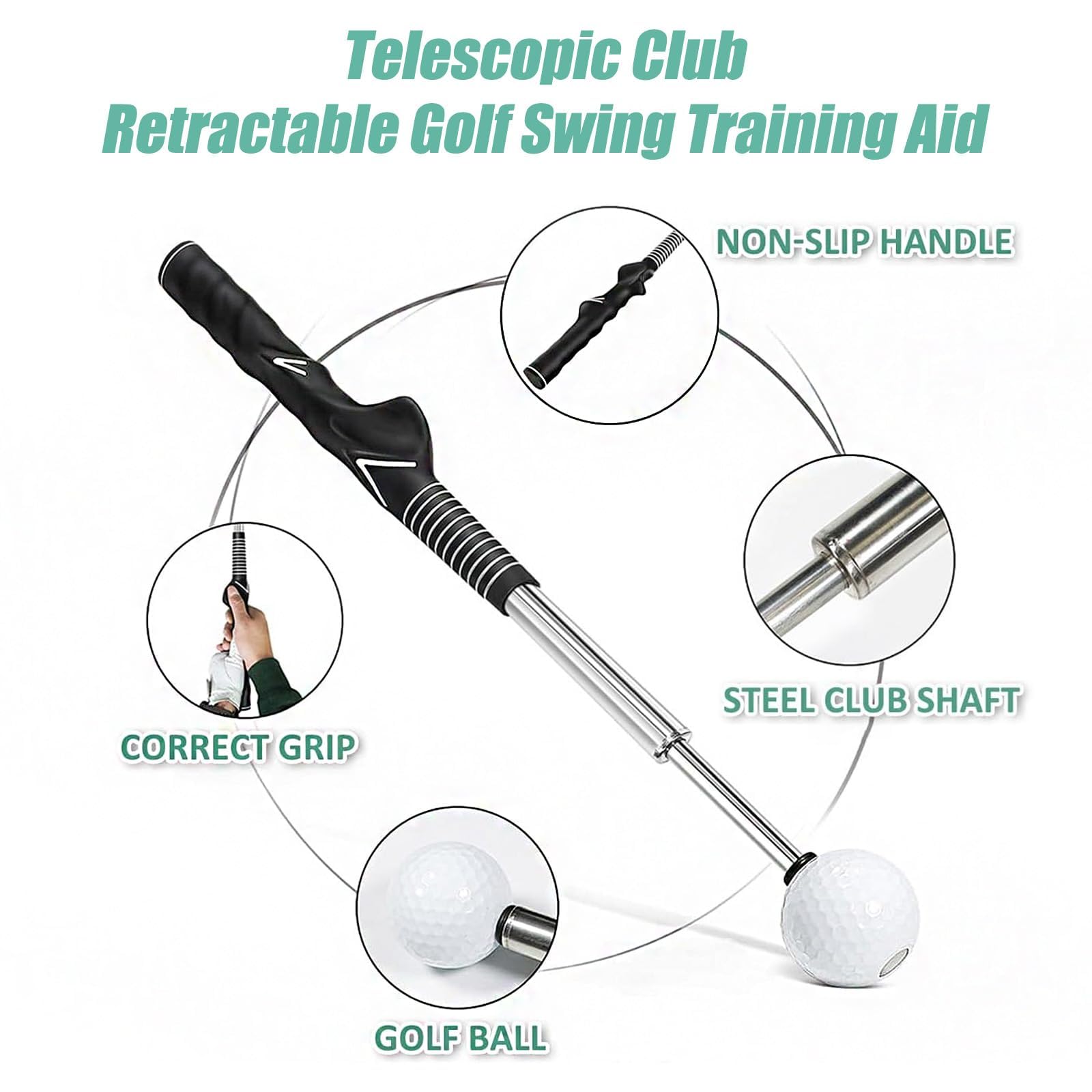 Gloryboom Telescopic Club, Gloryboom Golf, Retractable Golf Swing Training Aid with Click Feedback, Strength & Tempo Training for Chipping Hitting, for Right & Left-Handed Golfers (Right Hand-Red)