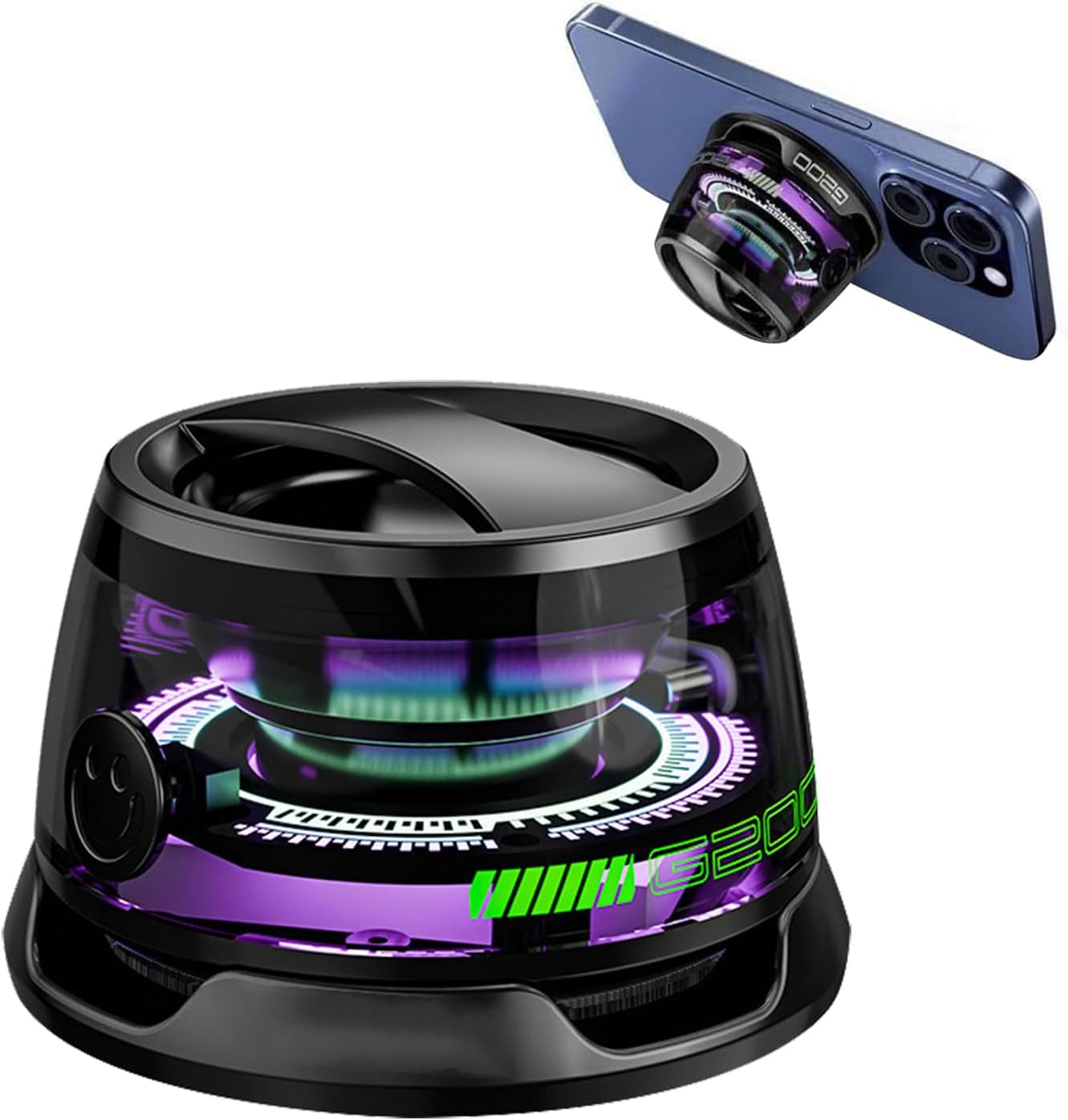 Multifunctional Magnetic Bluetooth Speaker, G200 Portable Mini Bluetooth Speaker with Multi-RGB Color Light and Phone Holder, 7H Playtime, Small Speaker for Shower, Outdoor
