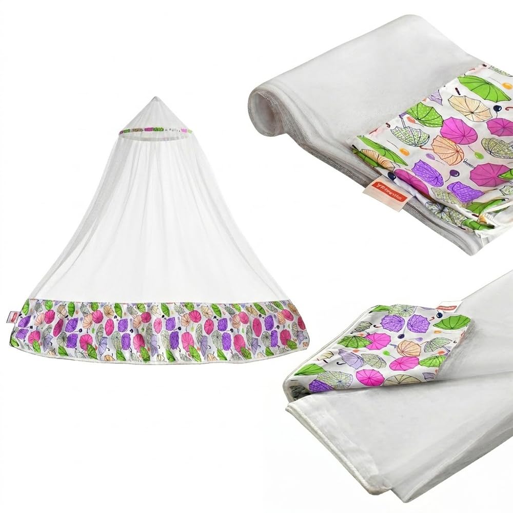 VParents Mosquito Net for Baby Cradle Jhula Saree Swing with Zip Opening at Bottom, Pink-picture-41