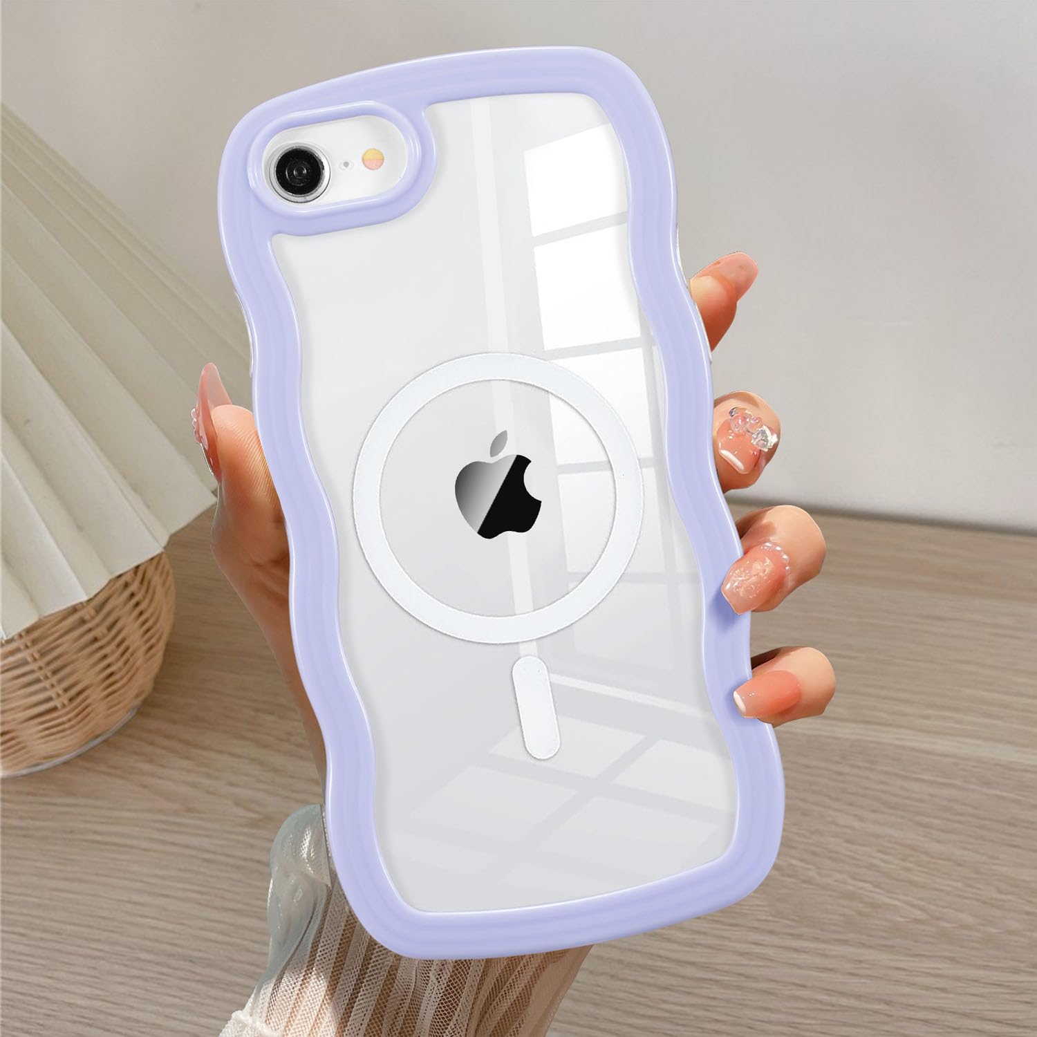 Housse antichoc iPhone 17e transparente violette silicone souple MagSafe - 8