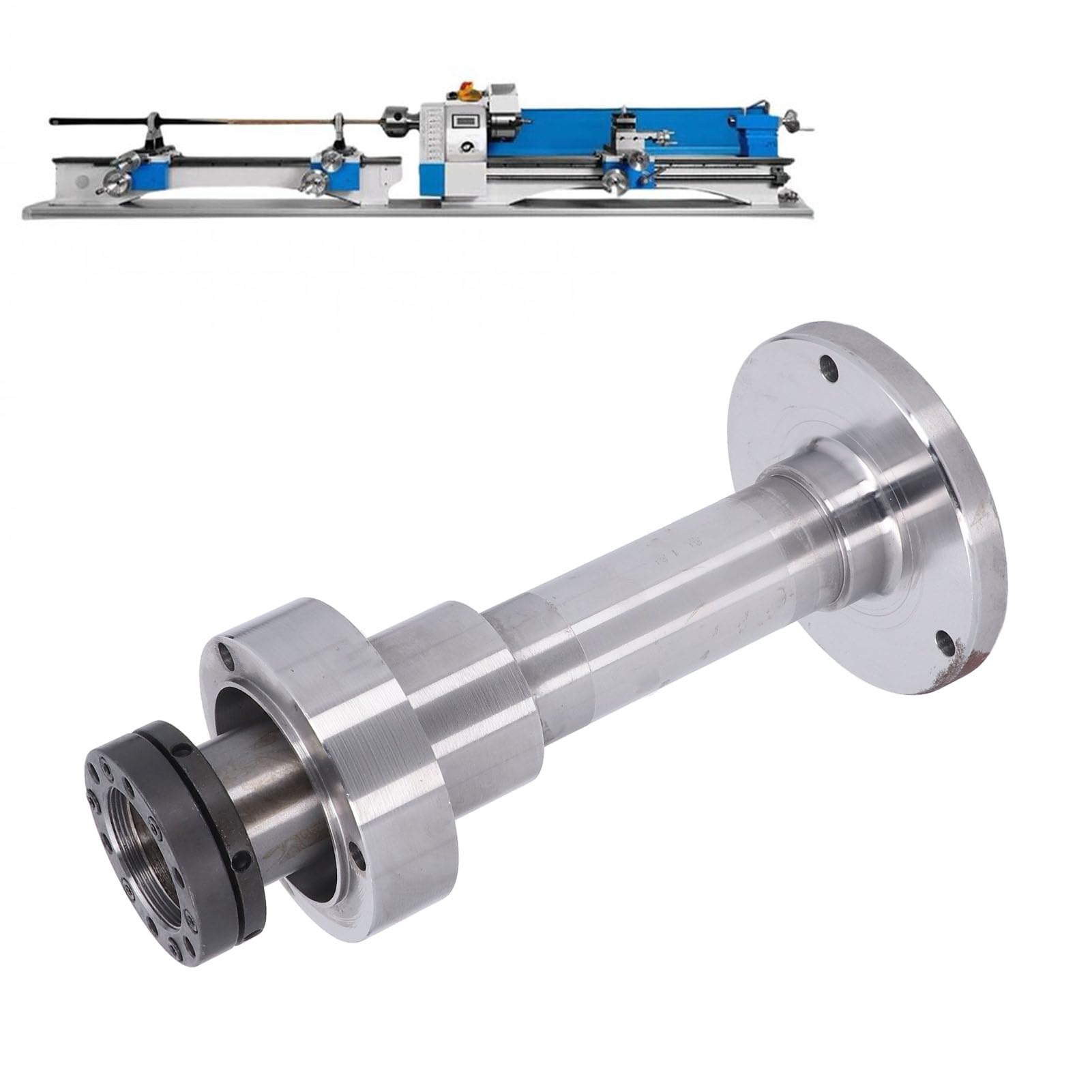Wakects Wrzeciono Tokarki Nr 45 Stalowe Wrzeciono z Podwójnym Uchwytem 275 Mm Część Zamienna z Dwiema Nakrętkami Blokującymi do Modyfikacji Mini Tokarki do WM 210 MX 210 8x16 220x400 220x600