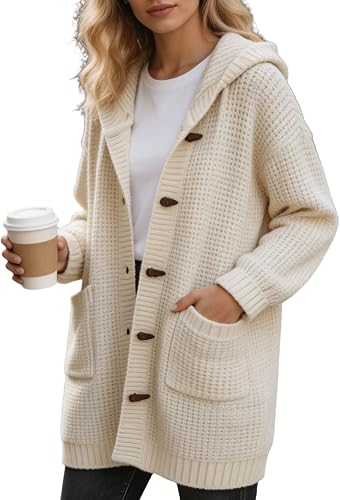 Coal2ToalPW Waffle knit button down sweater coat Beige Small