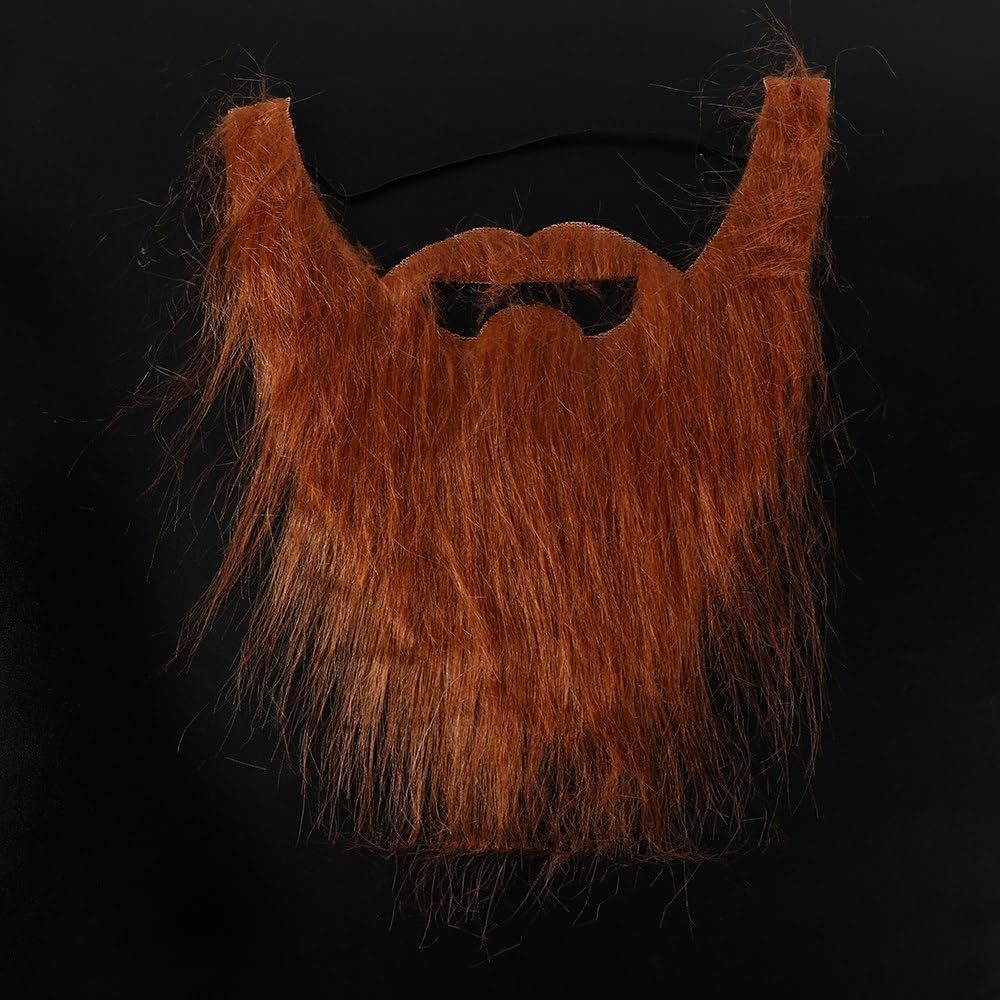 Vctitil 1/4 Pcs Fake Mustache and Beard Fake Long Moustache Party Cosplay Facial Hair Disguise Accessories Costume Accessory,with Adjustable Elastic Rope(Brown), size
