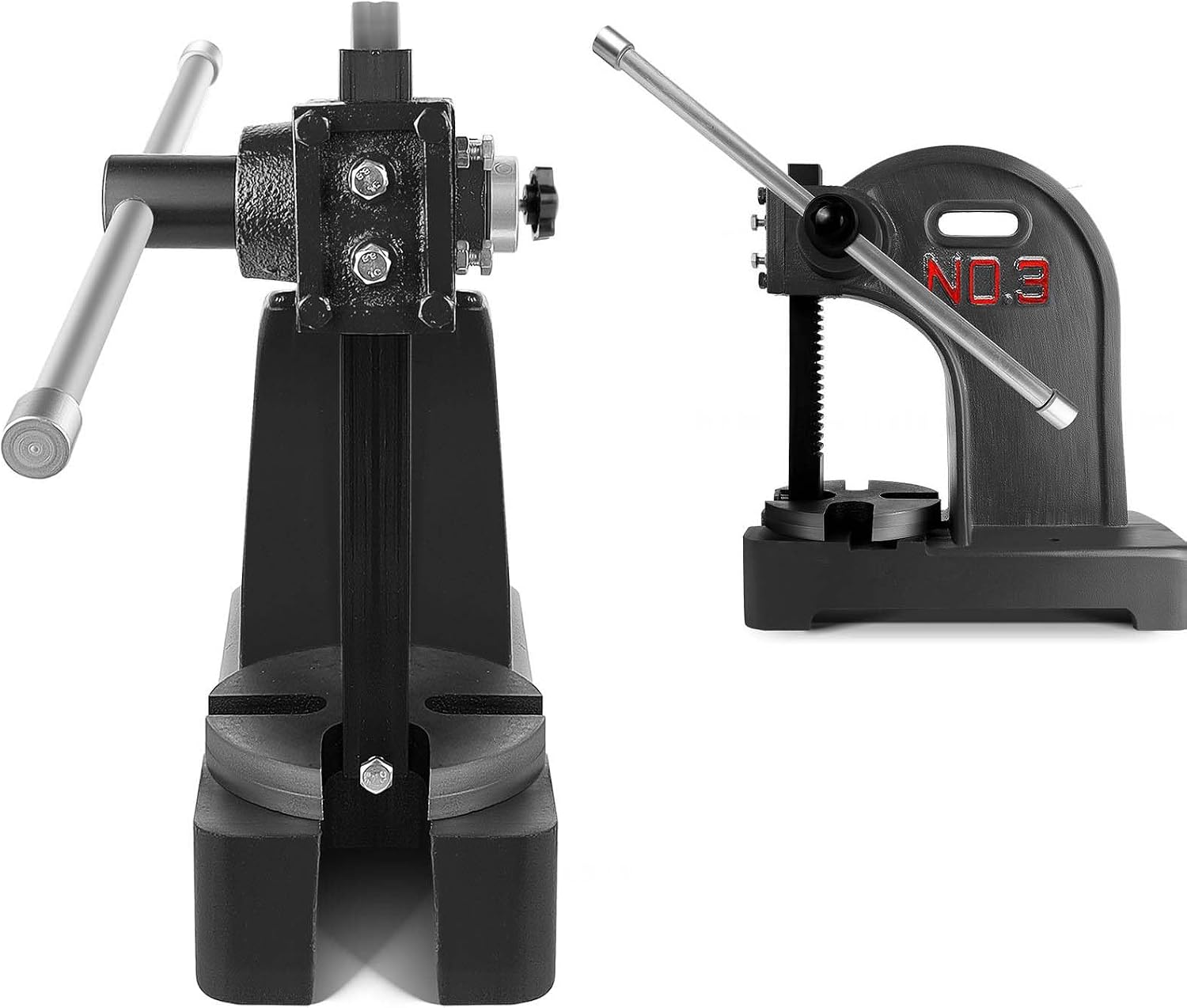 Manual Arbor Press 3 Ton with Hand Wheel, Heavy duty Cast Iron Presses with 17.32" Maximum Height, Desktop Press Tool for Stamping, Bending, Stretching, Forming, Black