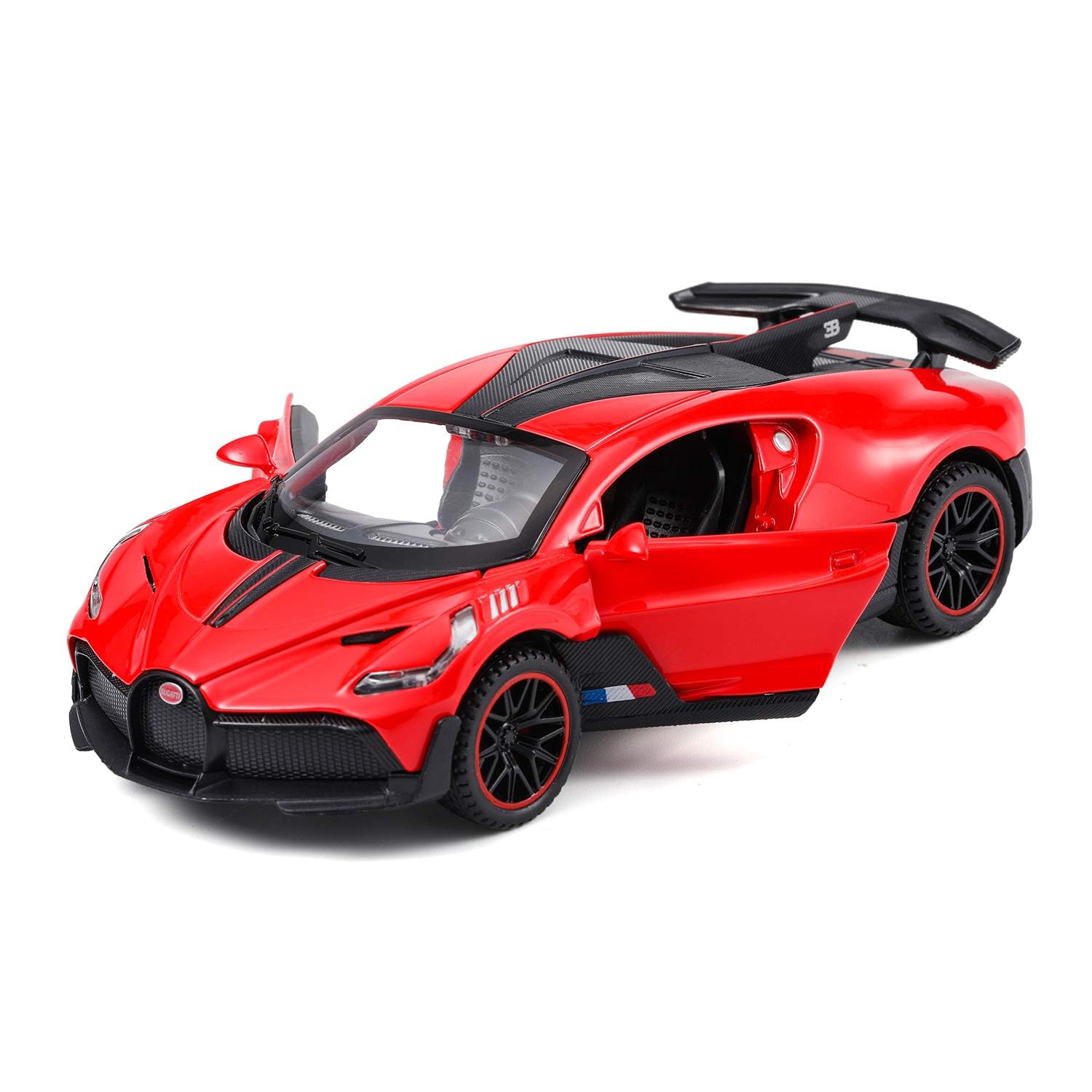 CROPDAK Exclusive Alloy Metal Pull Back Die-cast Car Scale Model with Sound Light Mini Auto Toy for Kids Metal Model Toy Car with Sound and Light?New Version? (Bugatti DIVO-RED) 1
