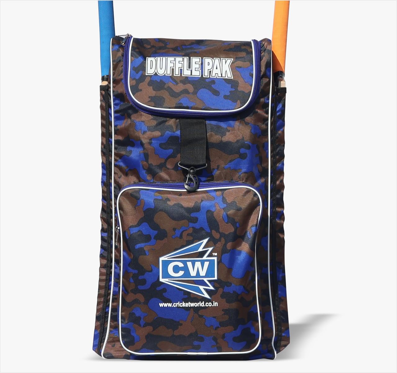 CW Duffle PAK Blue Black Army Print Kit Bag Cricket Kit Bag Camouflage Backpack Kit Bag Cricket Sports Kit Bag for Cricket Bats Compartment Duffle Sports Kit Bag with Double Bat Compartment-picture-13