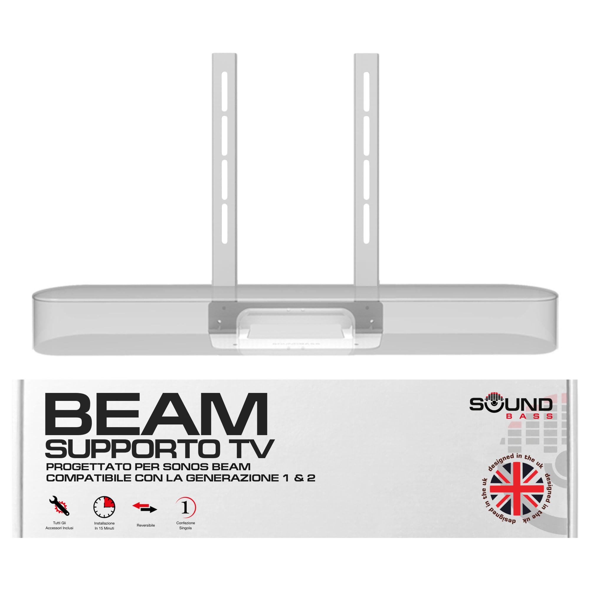 sound bass tv stand for sonos beam soundbar white complete kit