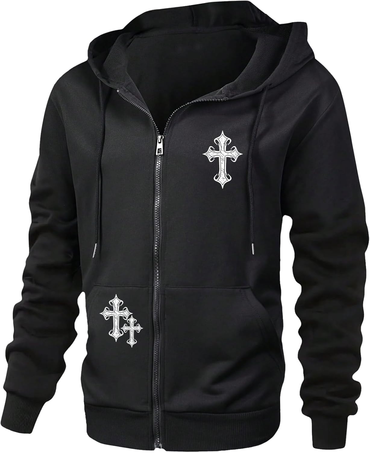 SOLY HUX Men's Gothic Zip Up Hoodies Graphic Oversized Hooded Lightweight Sweatshirt Jackets Streetwear