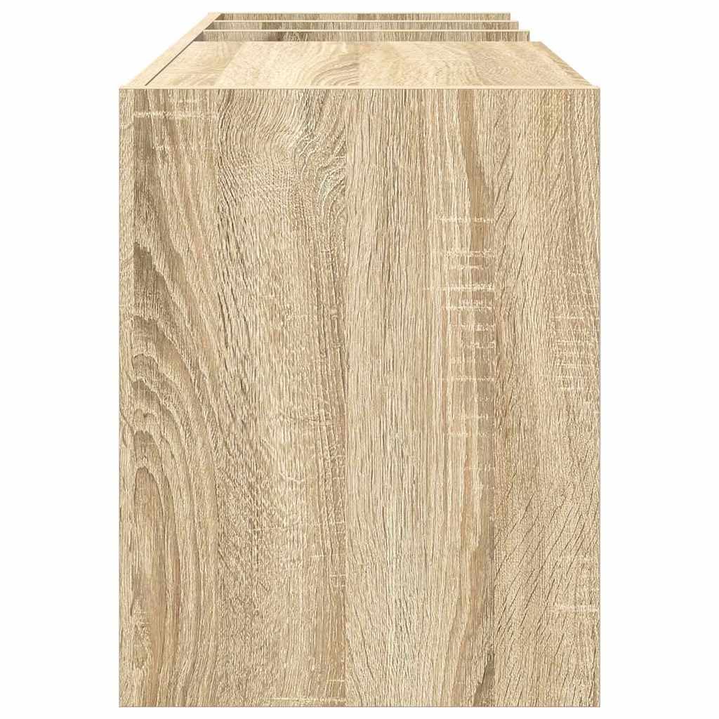 Armadietto per vinili con scaffale, in rovere Sonoma, 78,5 x 35 x 45 cm, cassettiera con 6 scomparti, per soggiorno, dischi in vinile, Hi-Fi, scaffale per CD, DVD, credenza