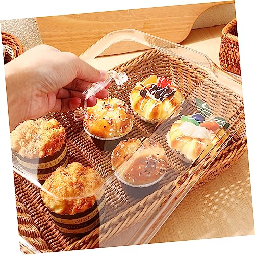 Cabilock Cesta De Imitação De Vime Cesta De Pão Tecido Com Tampa De Acrílico Para Servir Cesta De Pã