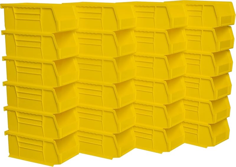 30220 AkroBins Plastic Storage Bins, 7"x4"x3", Yellow, 24-Pack | Space-Saving Stackable Bins for Garage, Pantry, Craft Organization