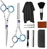 Tijeras de Peluquería Profesional,Juego de Tijeras de Pelo de Acero Inoxidable con Capa de Barbero y Peine, Tijeras para Cabello con Clip y Bolsa de Almacenamiento para Hogar, Eluquería, Set de Tijeras Cortar Pelo para Hombres y Mujeres