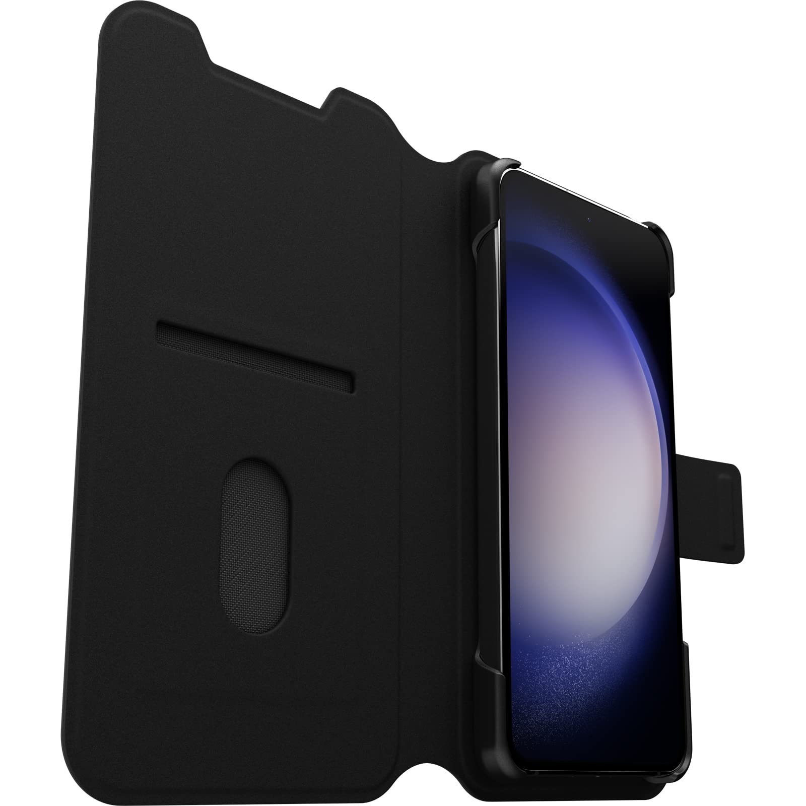 OtterBox Cover per Samsung Galaxy S23+ Strada Via, resistente a shock e cadute, folio sottile, morbido al tatto con slot carta di credito, testato 2x vs norme MIL-STD 810G, Nero