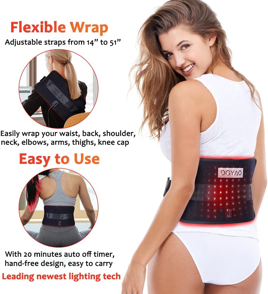Red & Near Infrared Light Therapy Belt with Pulse Mode, Light Therapy Device for Body Pain Relief Wearable Therapy Light Wrap with Timer for Back Joint Muscle Pain - Image 5