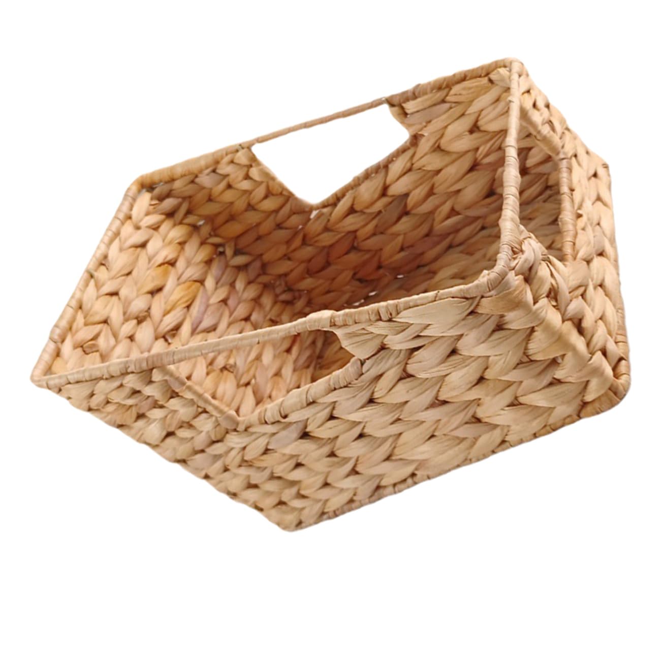 Alipis Cesto Portaoggetti in Giunco Naturale Manici su Tre Lati, Ampio Interno per Organizzazione Giocattoli e Carta, Design Intrecciato Elegante e Funzionale