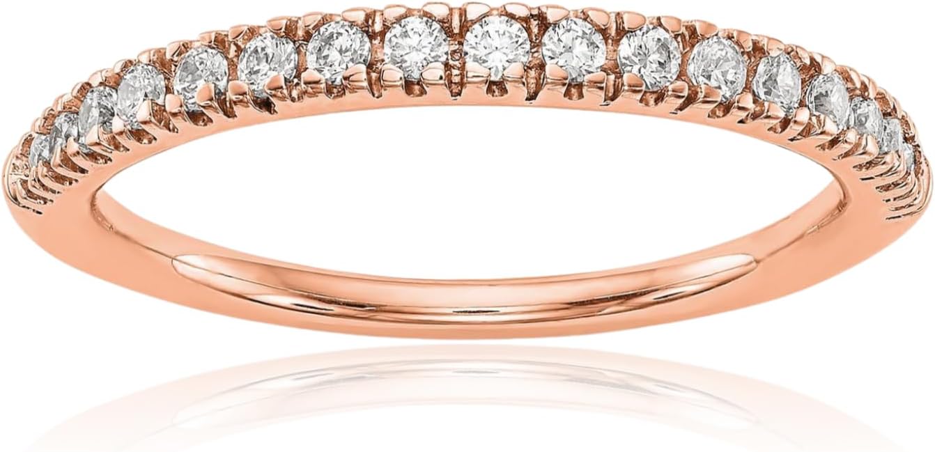 IceCarats 14K Solid Rose Gold 0.26 carat Lab Diamond Stackable Eternity Wedding Ring 2.2mm Band Round Cut, Prong Set