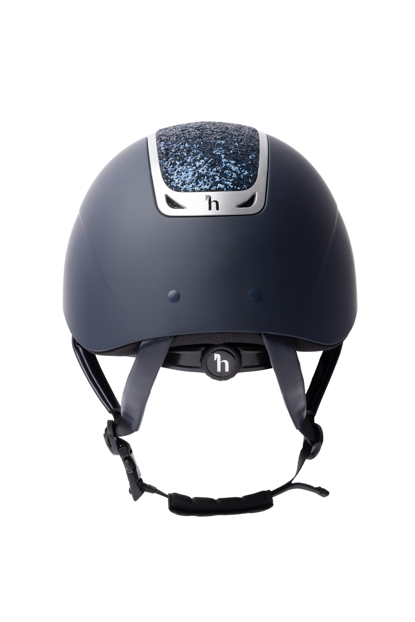 Horze Damen Reithelm mit Kristallverzierung, CE EN 1384:2023, größenverstellbarer Reiterhelm, Blauer Glitzer, blau, 49/51