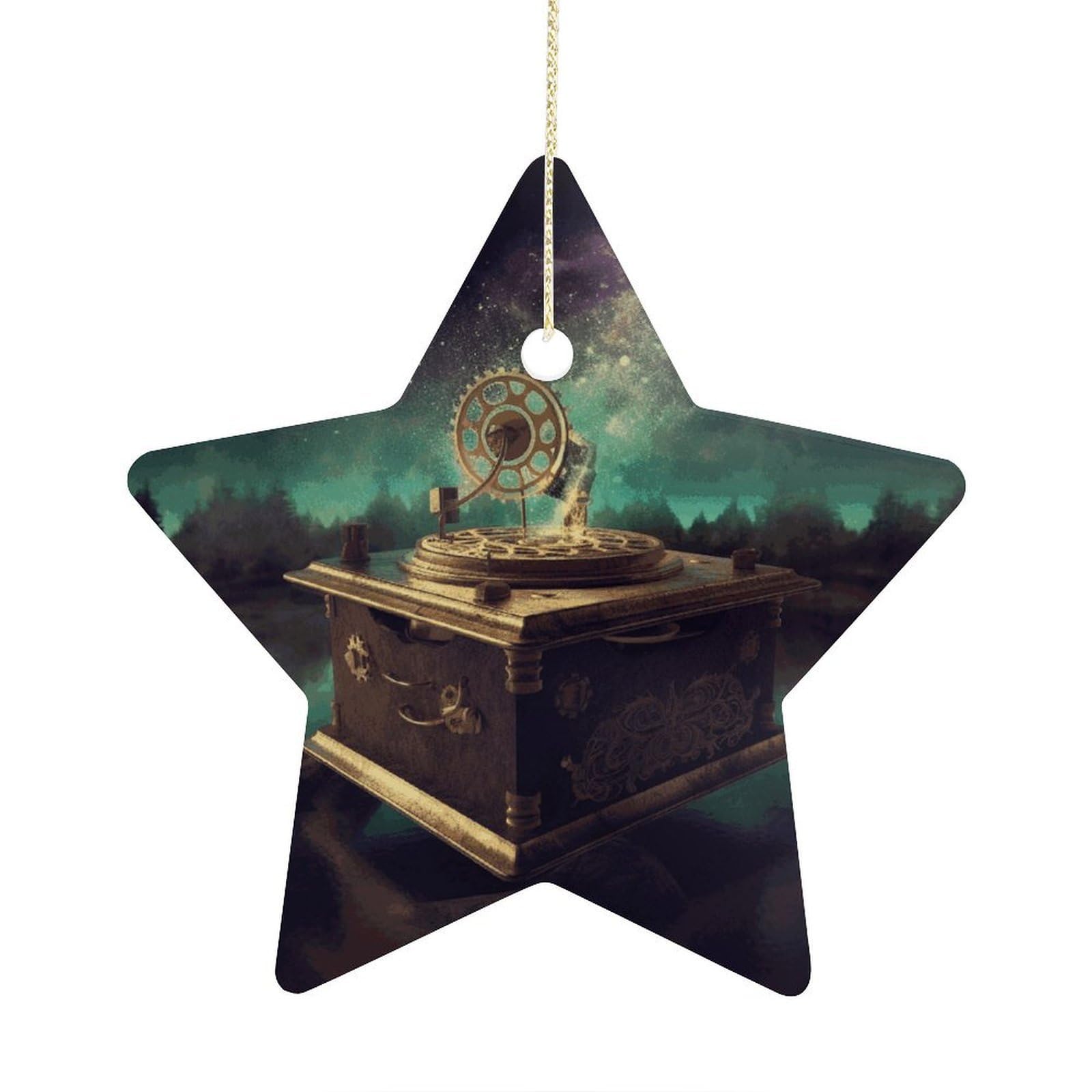 Fodpand Women's Style Dream Music Box Ornament With String, Keepsake Hanging Decorations,Ceramic Ornaments For Men Indoor Home Holiday Party Gifts