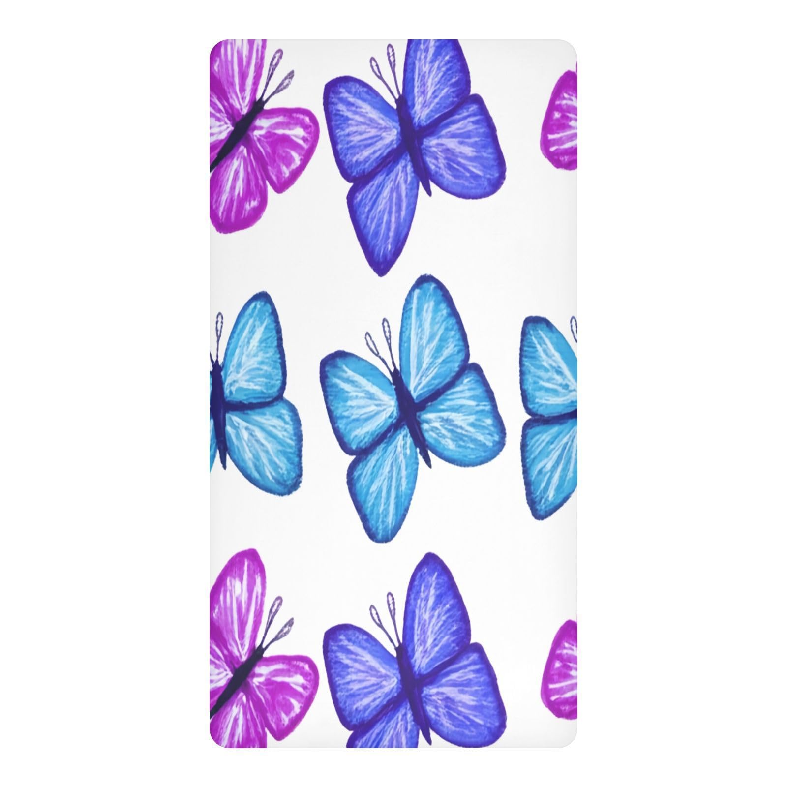 JiangGgen Purple Butterflies Baby Crib Sheet Soft Breathable for Standard Crib-M